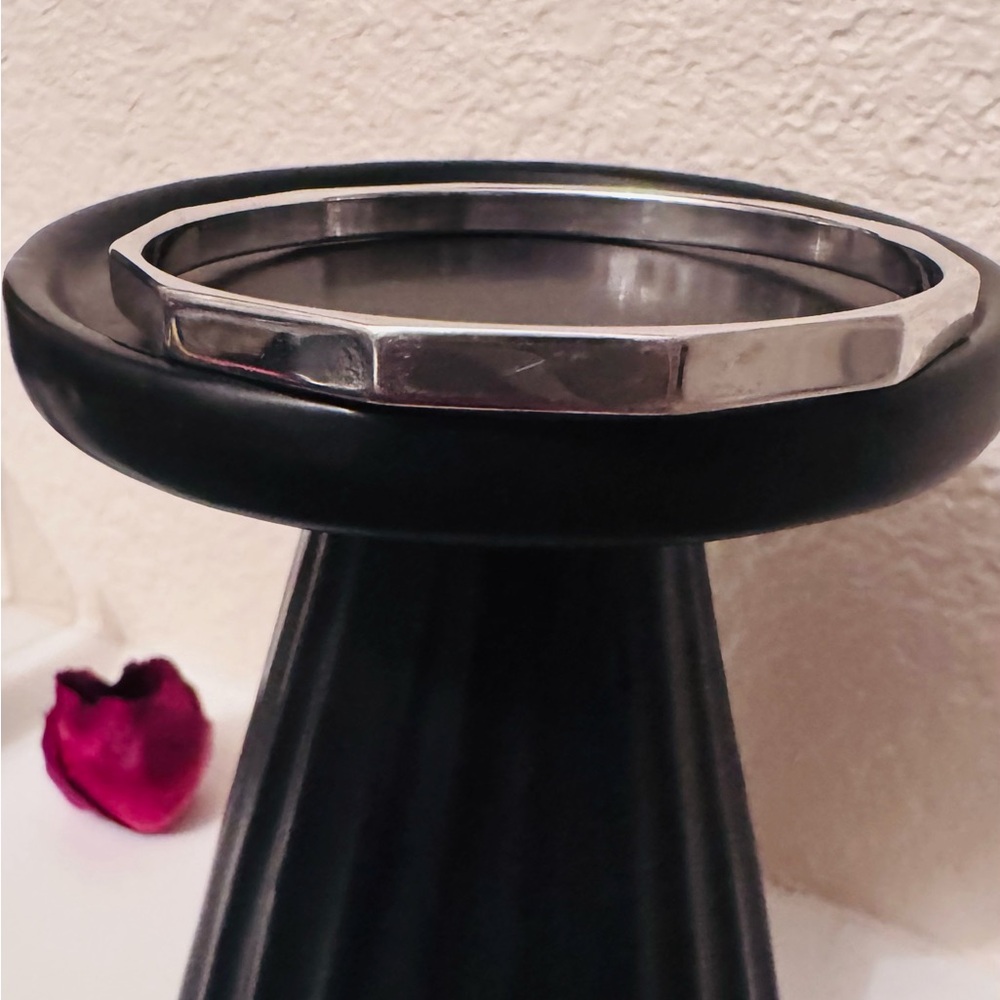 Monet Silver Plated Hexagonal Bangle Bracelet - image 1